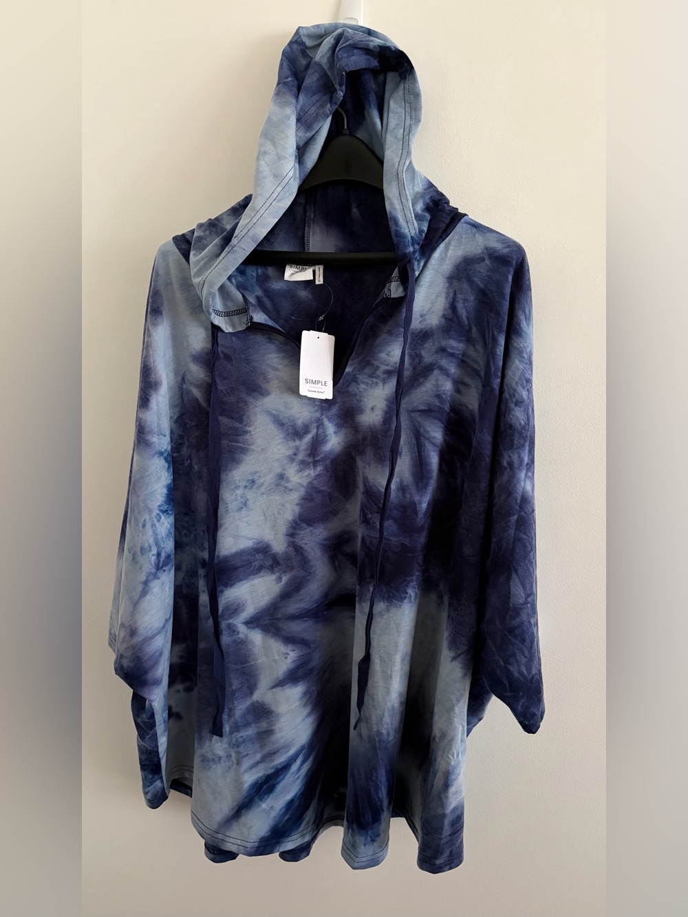 Simple by Suzanne Betro Tie-Dye Hoodie Poncho Over Sized 1X